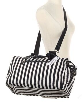 NWT Alice + Olivia Black and White Vertical Stripe Travel Tote